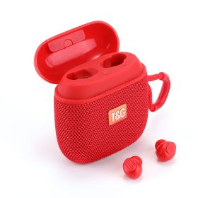 Portable Dual Stereo Bluetooth Earphone Speaker Two-in-one (Color: Red)