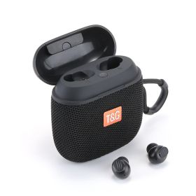 Portable Dual Stereo Bluetooth Earphone Speaker Two-in-one (Color: Black)