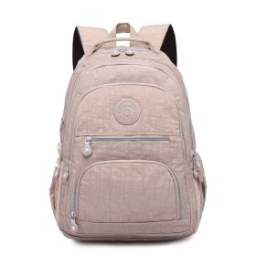 Tegaote Middle School Backpack Nylon Waterproof Large Capacity Simple And Lightweight Computer Bag (Option: Khaki-T1368)